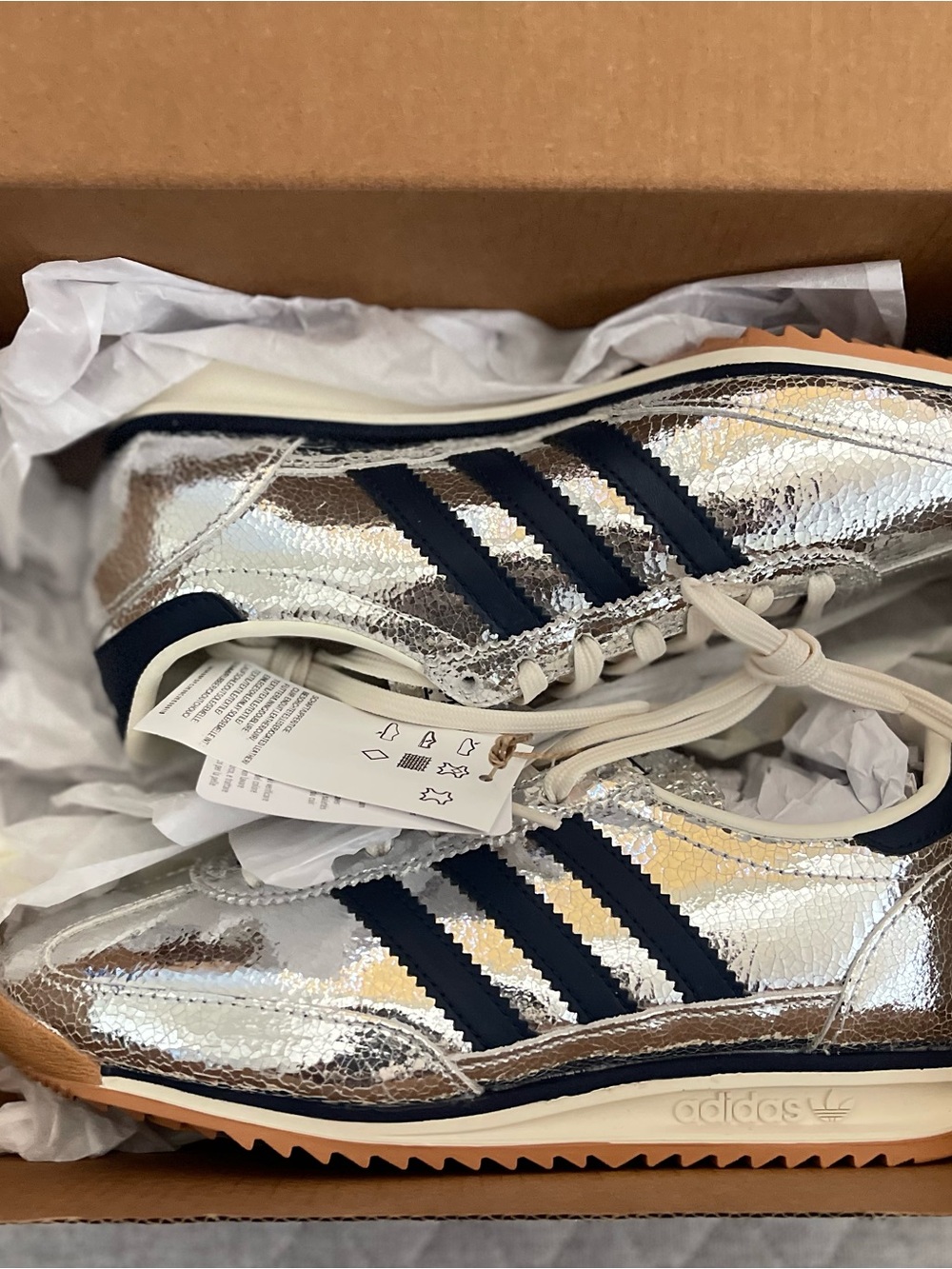 Size 5.5 - Adidas SL 72 OG W Silver Metallic Collegiate Navy JH8654 Women's New - Picture 8 of 10